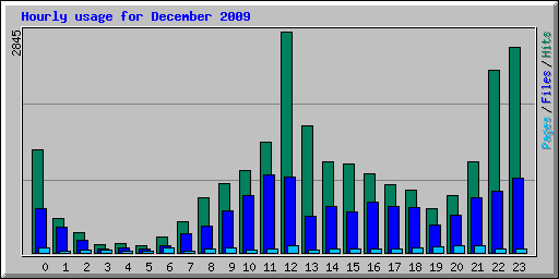 Hourly usage for December 2009