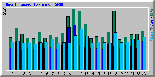 Hourly usage for March 2025